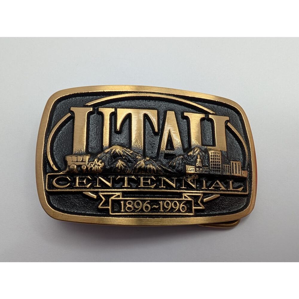 VTG Utah Centennial 1896-1996 Limited Edition Belt Buckle Souvenir Mountains